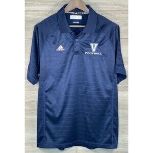 Adidas Valor Eagles Climalite Polo Navy Blue Striped Mens L Highschool Sport EUC